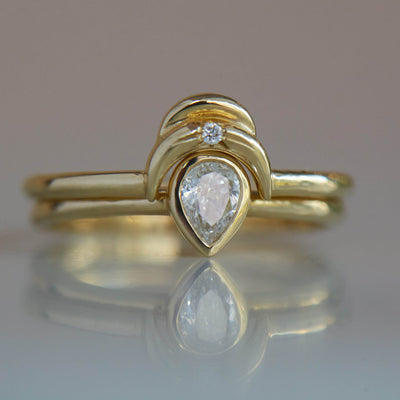 סט טבעות אלזה ודאבל לונה זהב ויהלומים Rings 14K צהוב