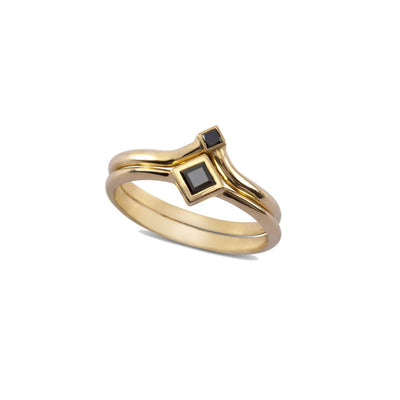 סט טבעות פרינס יהלומים שחור זהב 14K Rings 