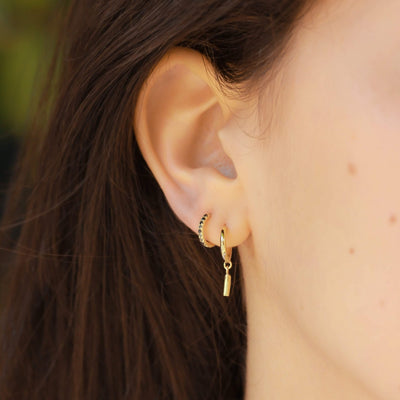 עגילי אשלי יהלומים שחורים זהב 14K Earrings 