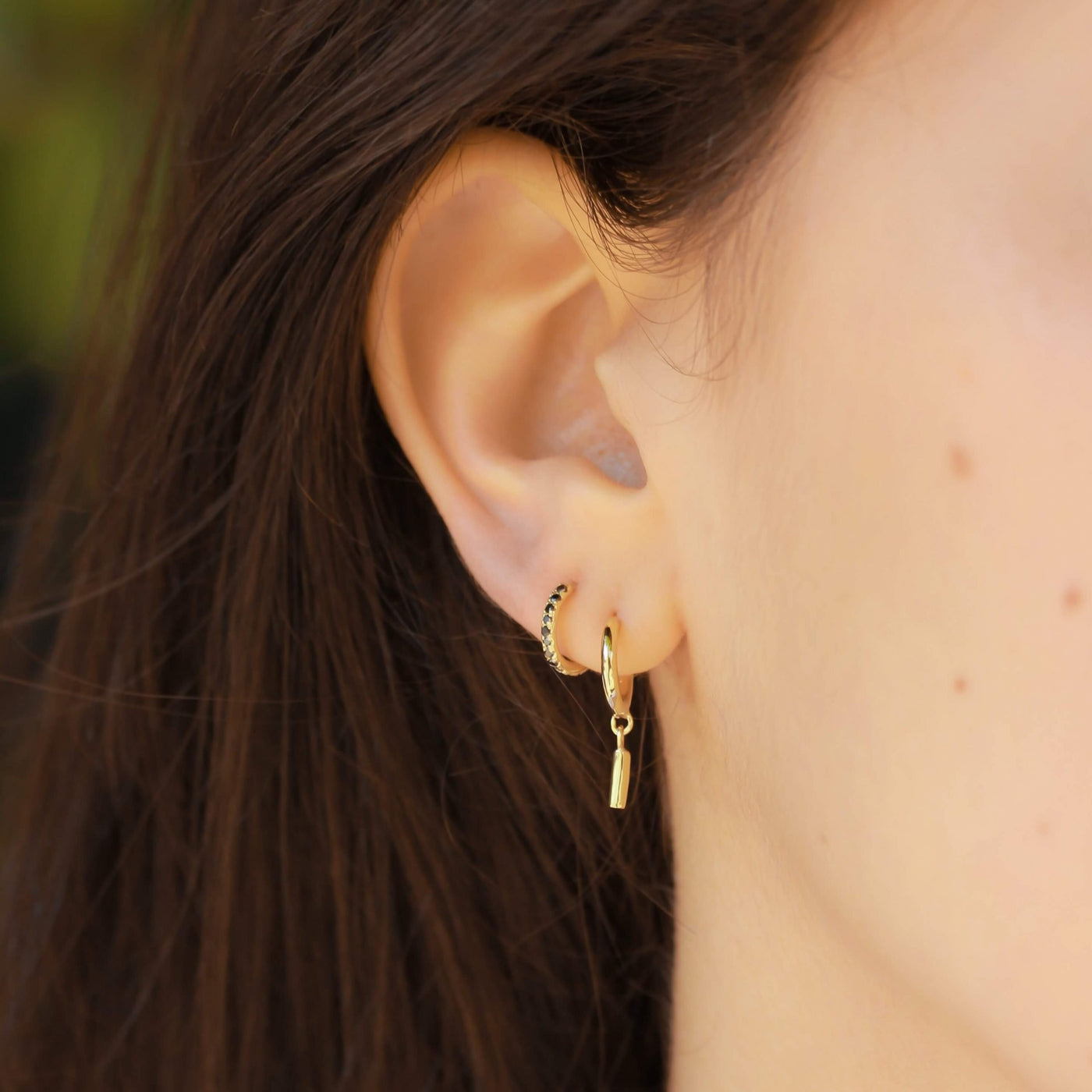 עגילי אשלי בר זהב 14K Earrings 