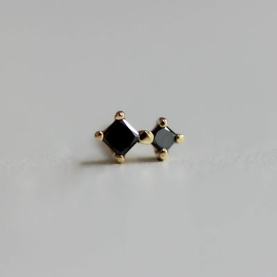 עגילי דאבל פרינס יהלומים שחורים זהב 14K Earrings 14K צהוב
