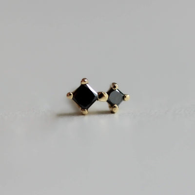 עגילי דאבל פרינס יהלומים שחורים זהב 14K Earrings 14K לבן