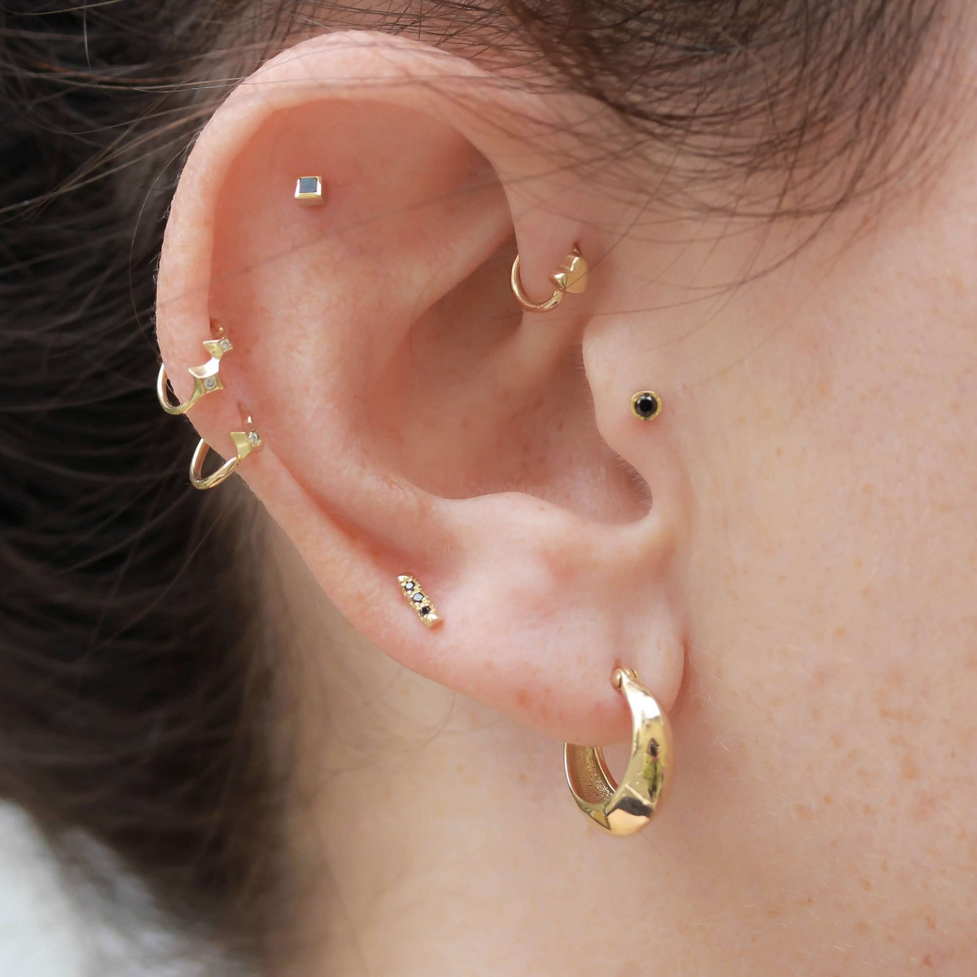 עגילי דילן יהלומים שחורים זהב 14K Earrings 