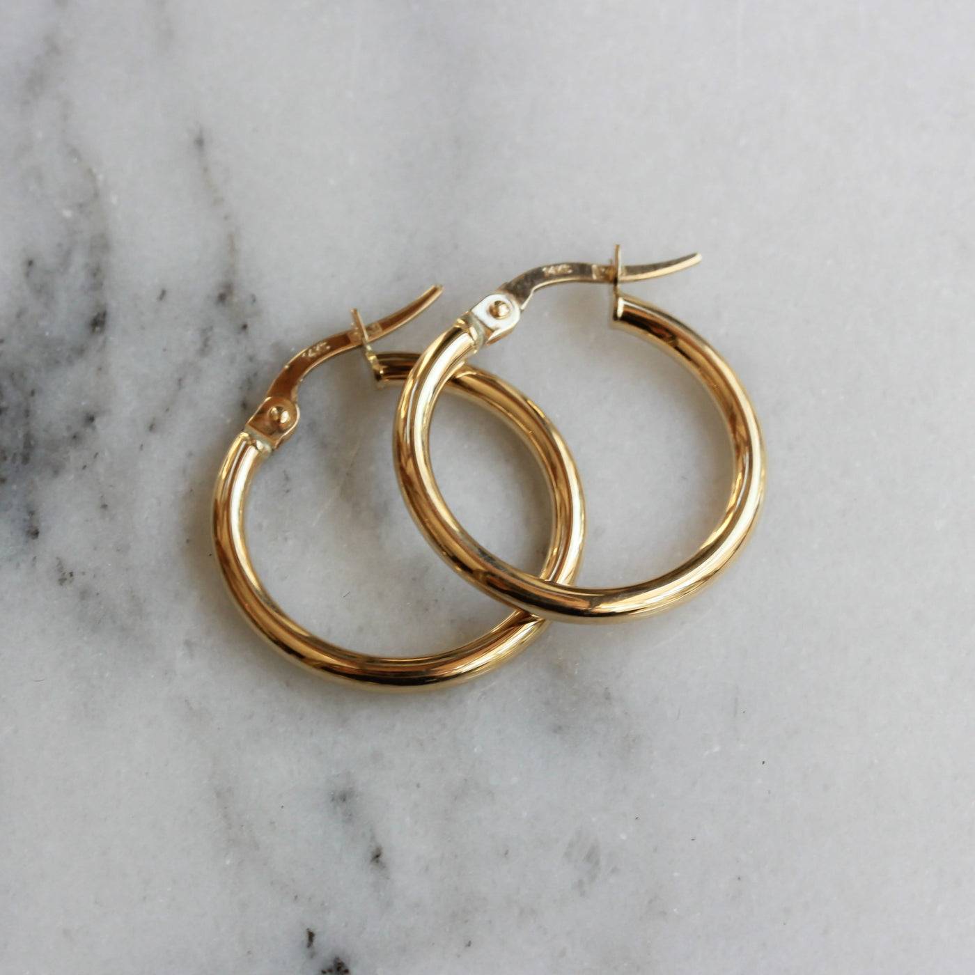 עגילי חישוק חלקים גדולים זהב 14K Earrings 