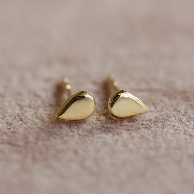 עגילי אלזה חלק זהב 14K Earrings 