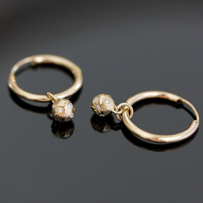 עגילי חישוק טלוס יהלומים לבנים זהב 14K Earrings 