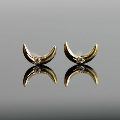 עגיל פירסינג לונה יהלום זהב 14K Earrings 