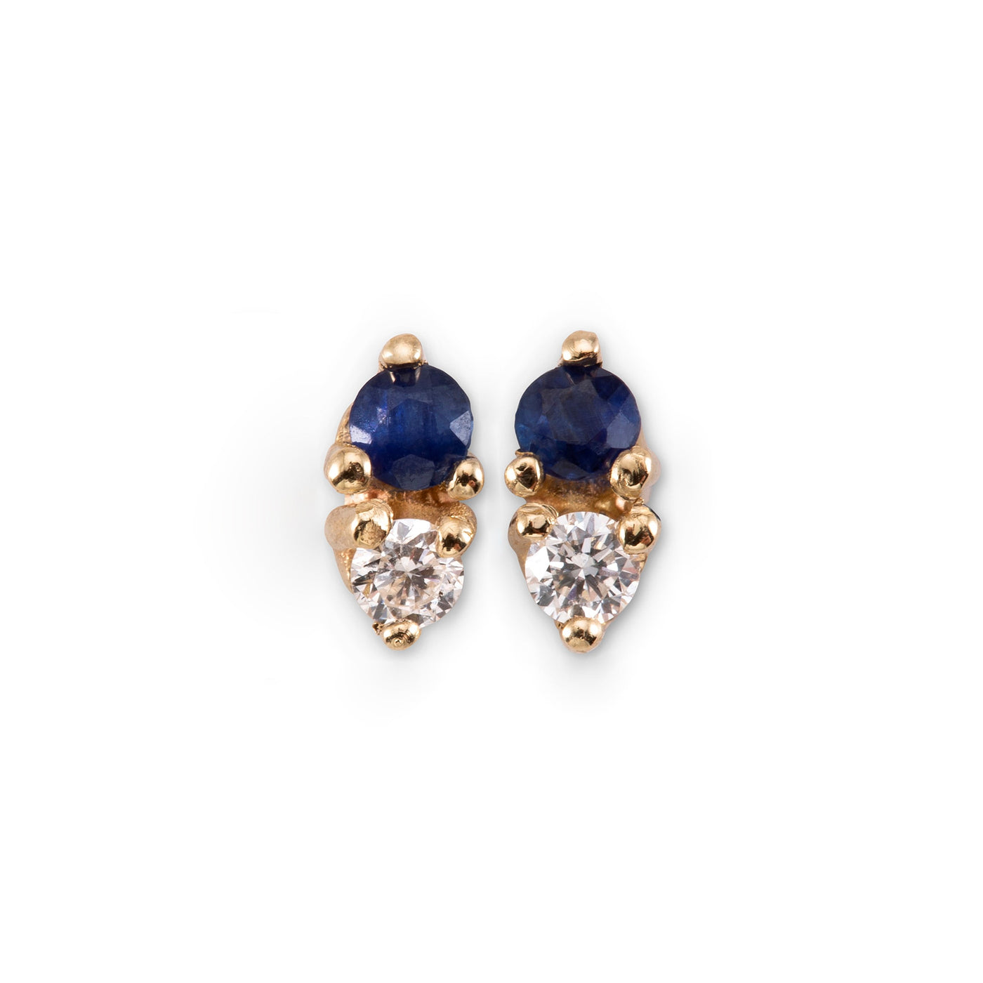 עגילי נפטון ספיר ויהלום זהב 14K Earrings 