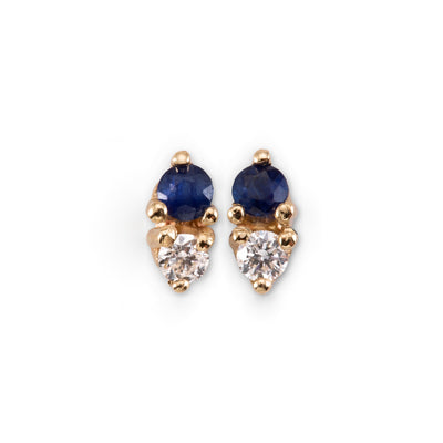 עגילי נפטון ספיר ויהלום זהב 14K Earrings 