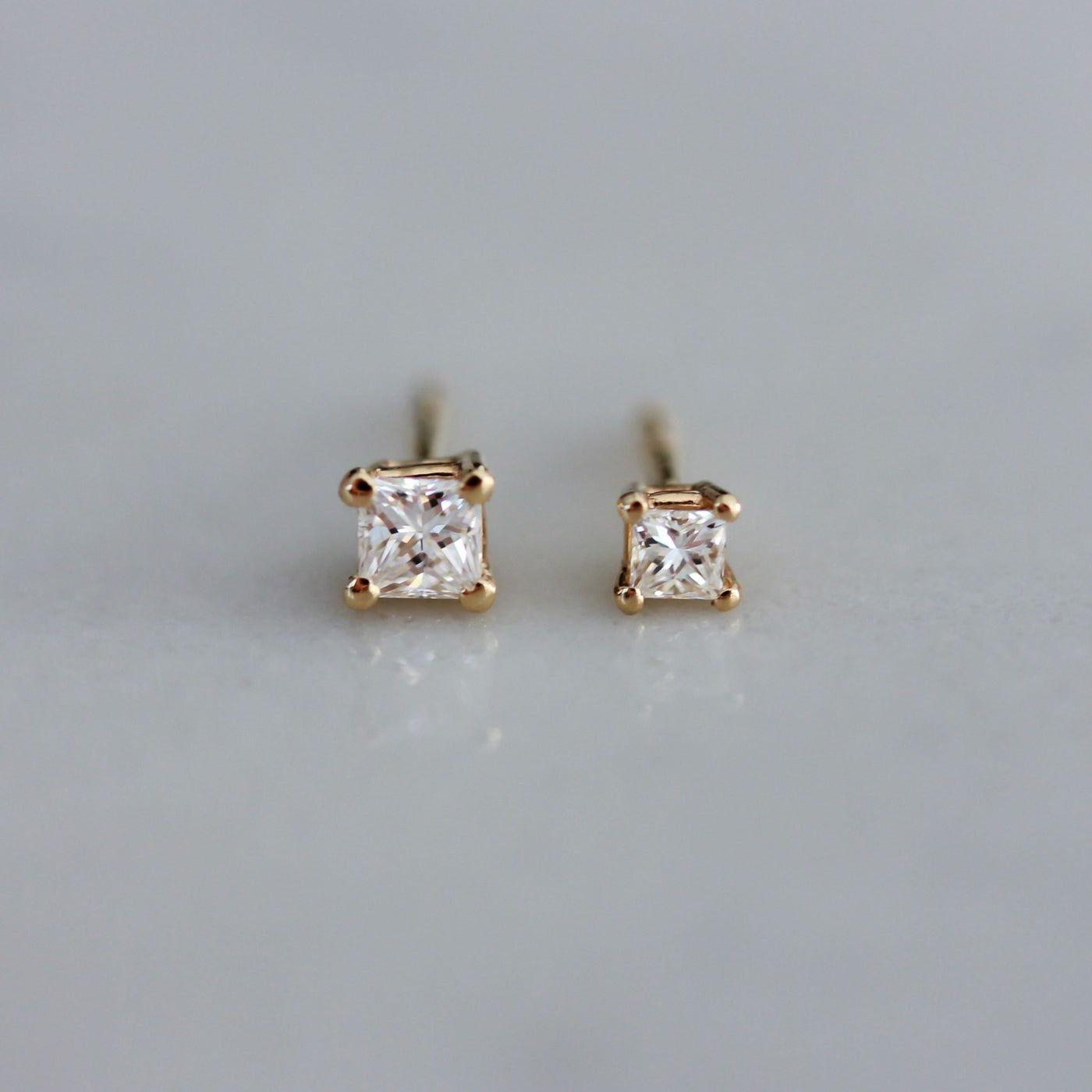 עגילי פרינסס יהלומים לבנים גדולים זהב 14K Earrings 