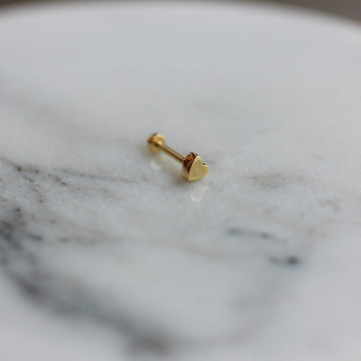 עגיל פירסינג שטוח זהב 14K Earrings 