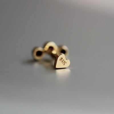 עגיל פירסינג בל יהלומים שחורים זהב 14K Earrings 