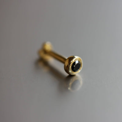 עגיל פירסינג וונדי יהלום שחור זהב 14K Earrings 