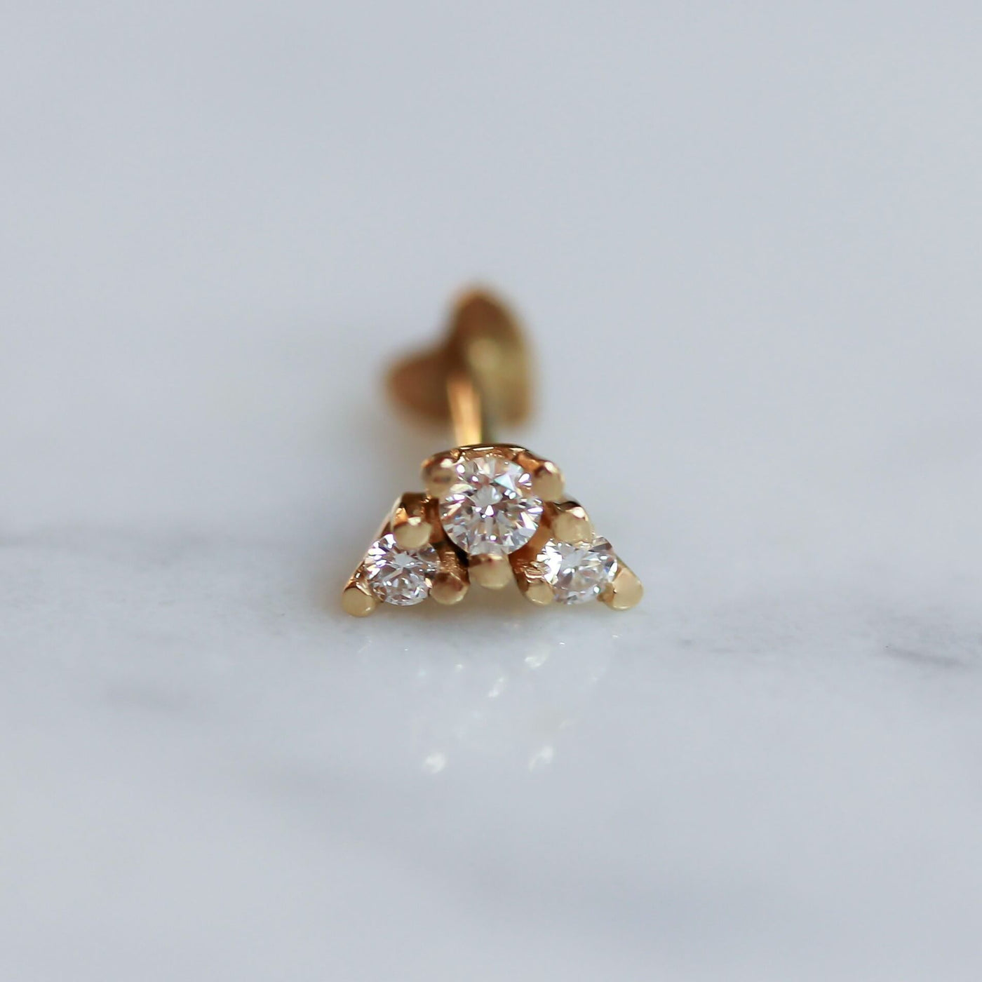 עגיל פירסינג מרקורי יהלומים לבנים זהב 14K Earrings 