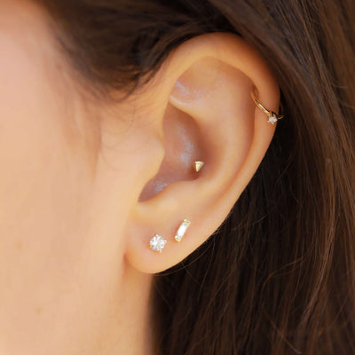 עגיל פירסינג ניט זהב 14K Earrings 