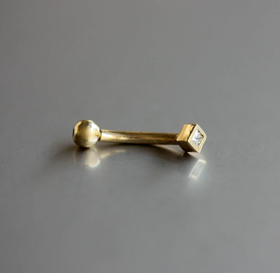 עגיל פירסינג בננה פרינס יהלום לבן זהב 14K Earrings 
