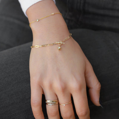 צמיד לב אקסטרה טייני יהלום זהב 14K Bracelets 