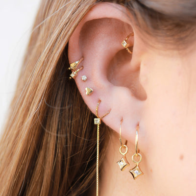 עגילי לב אקסטרה טייני זהב 14K Earrings 