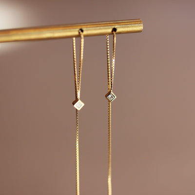 עגילי קלואי פרינס יהלומים לבנים זהב 14K Earrings 14K לבן