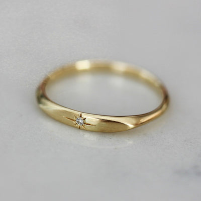 טבעת קלי קטנה ויהלום זהב 14K Rings 