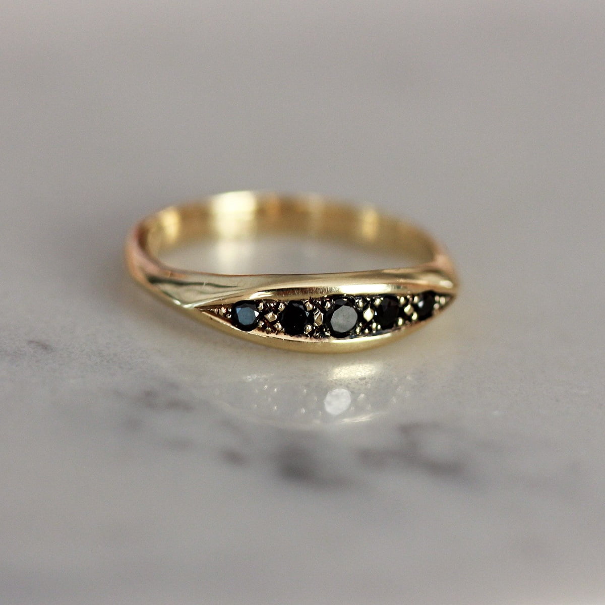טבעת קלי יהלומים שחורים זהב 14K Rings 
