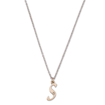 שרשרת אות ויהלום זהב לבן 14K Necklaces 14K צהוב