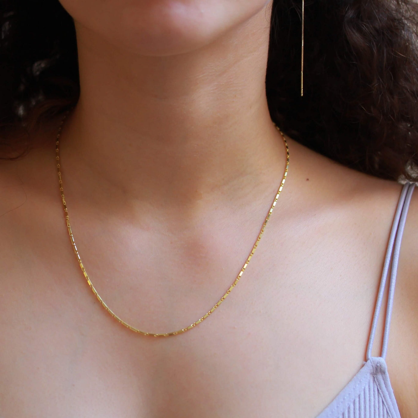 שרשרת טייני דילן חלקה זהב צהוב 14K Necklaces 