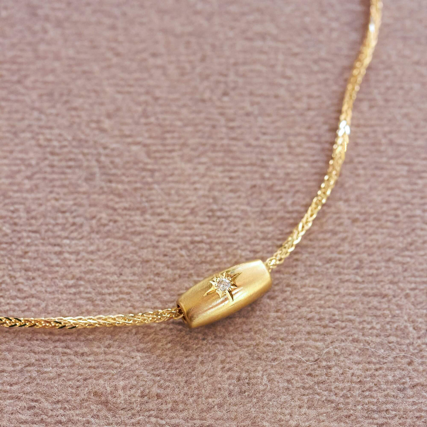 שרשרת חרוז קלי משובץ יהלומים זהב 14K Necklaces 14K צהוב