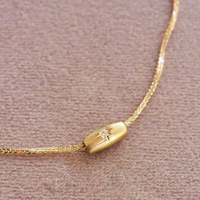 שרשרת חרוז קלי משובץ יהלומים זהב 14K Necklaces 14K צהוב