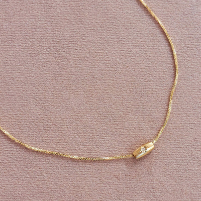 שרשרת חרוז קלי משובץ יהלומים זהב 14K Necklaces 
