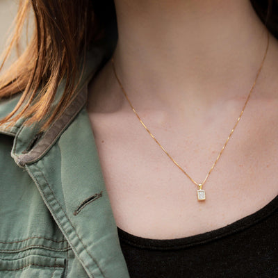 שרשרת מלבן פנטזיה זהב 14K Necklaces 