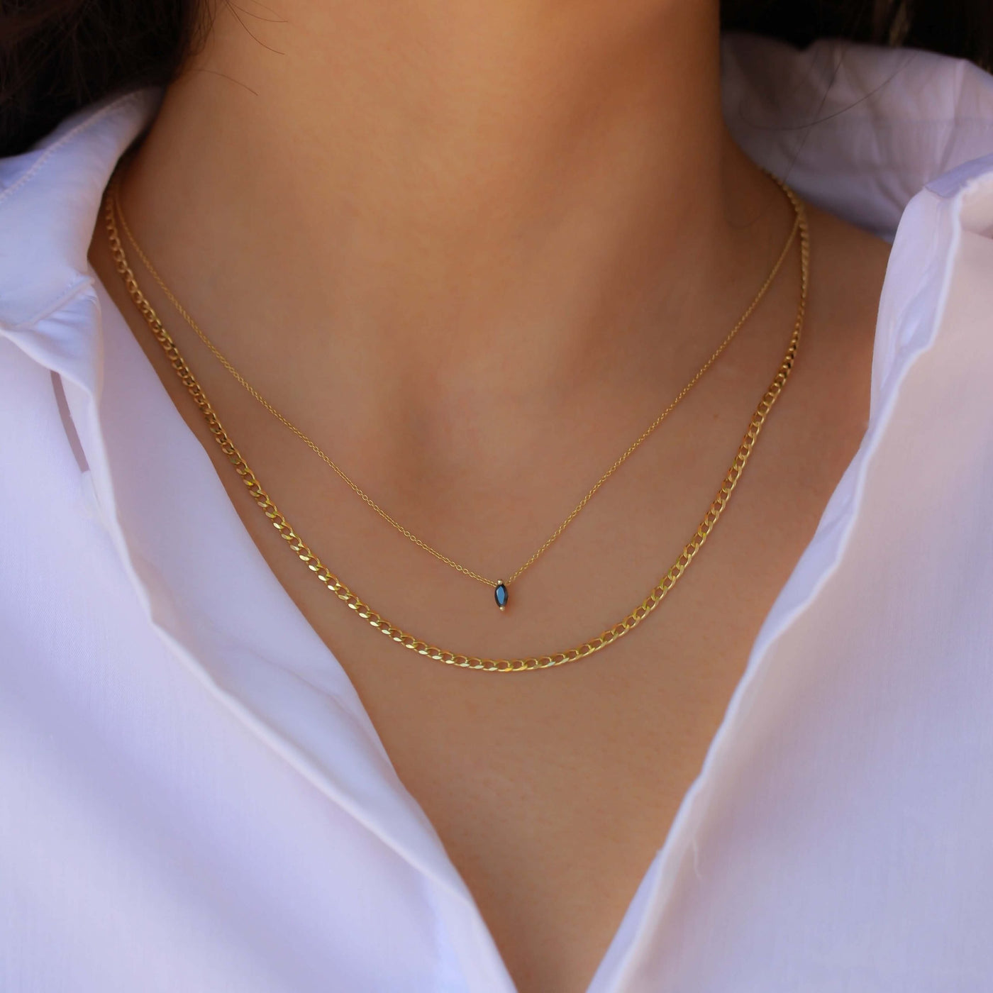 שרשרת מליבו חלקה זהב צהוב 14K Necklaces 