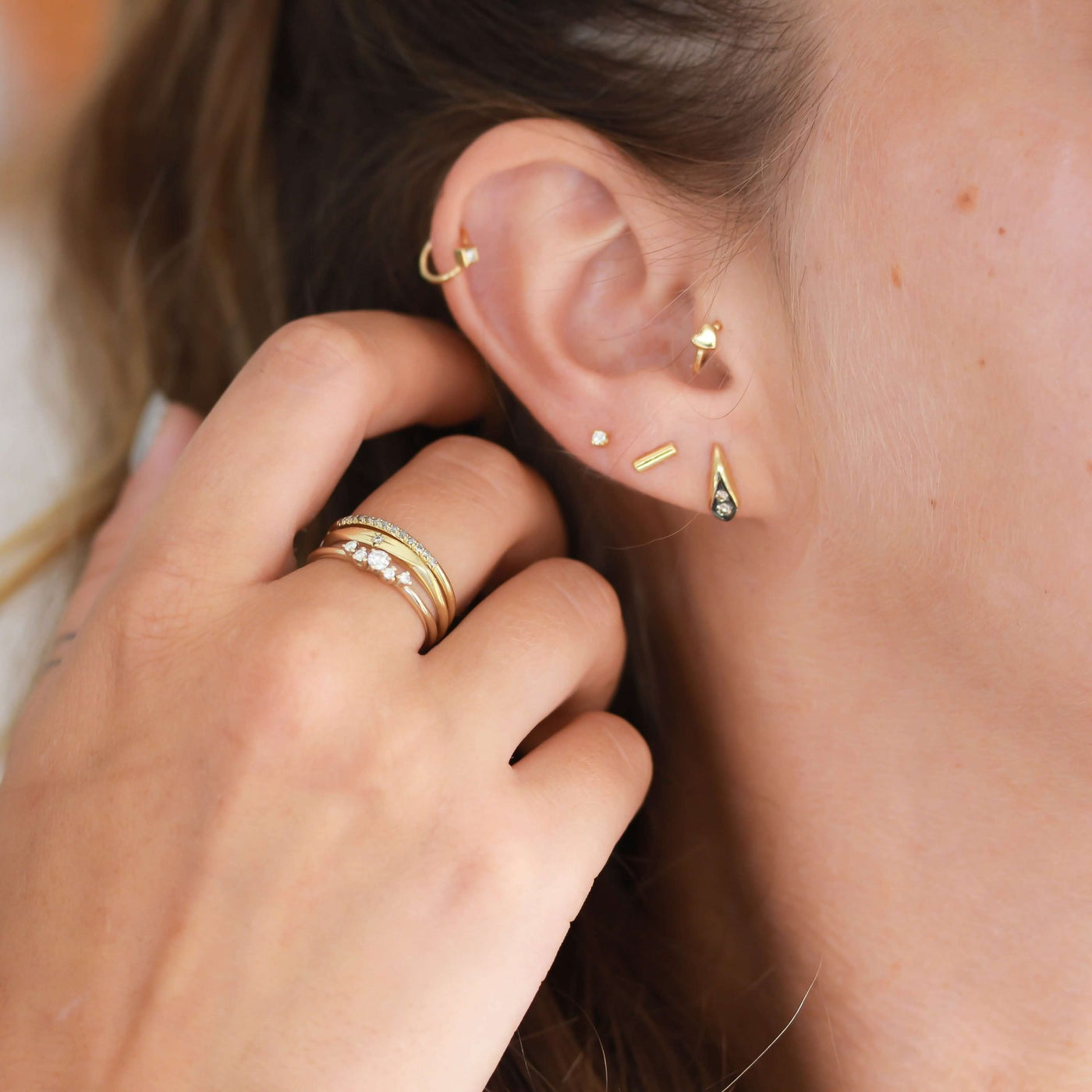 עגילי טיפאני 0.02 יהלומים לבנים טבעיים זהב 14K Earrings