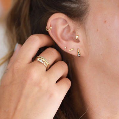 עגילי טיפאני 0.02 יהלומים לבנים טבעיים זהב 14K Earrings