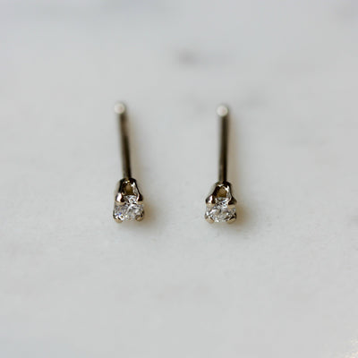 עגילי טיפאני קטנים יהלומים לבנים זהב 14K Earrings 14K לבן