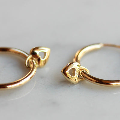 תליון לב משלים לעגיל חישוק זהב 14K Earrings 14K צהוב
