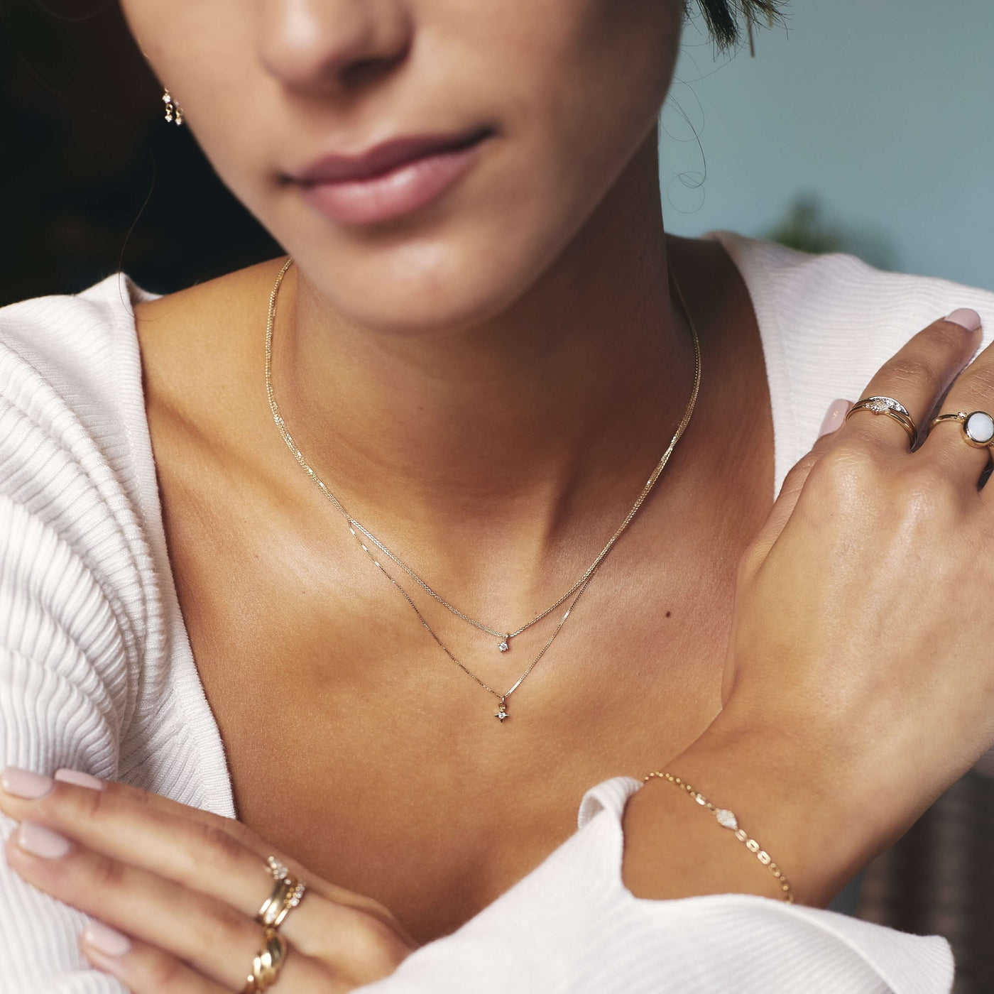 סט צמיד ושרשרת הלנה יהלום זהב 14K Necklaces