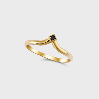 טבעת פרינס יהלום שחור זהב 14K Rings 