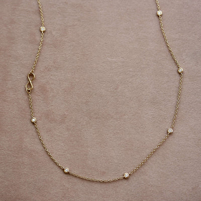 שרשרת אורורה יהלומים לבנים זהב 14K Necklaces 