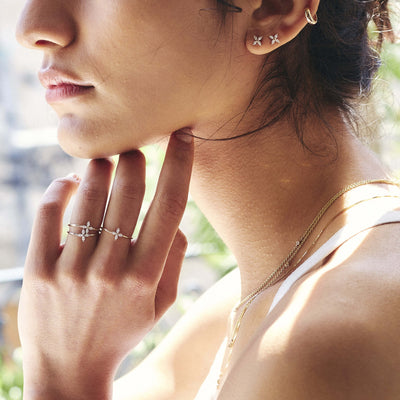 עגילי לואיזה יהלומים לבנים זהב 14K Earrings 