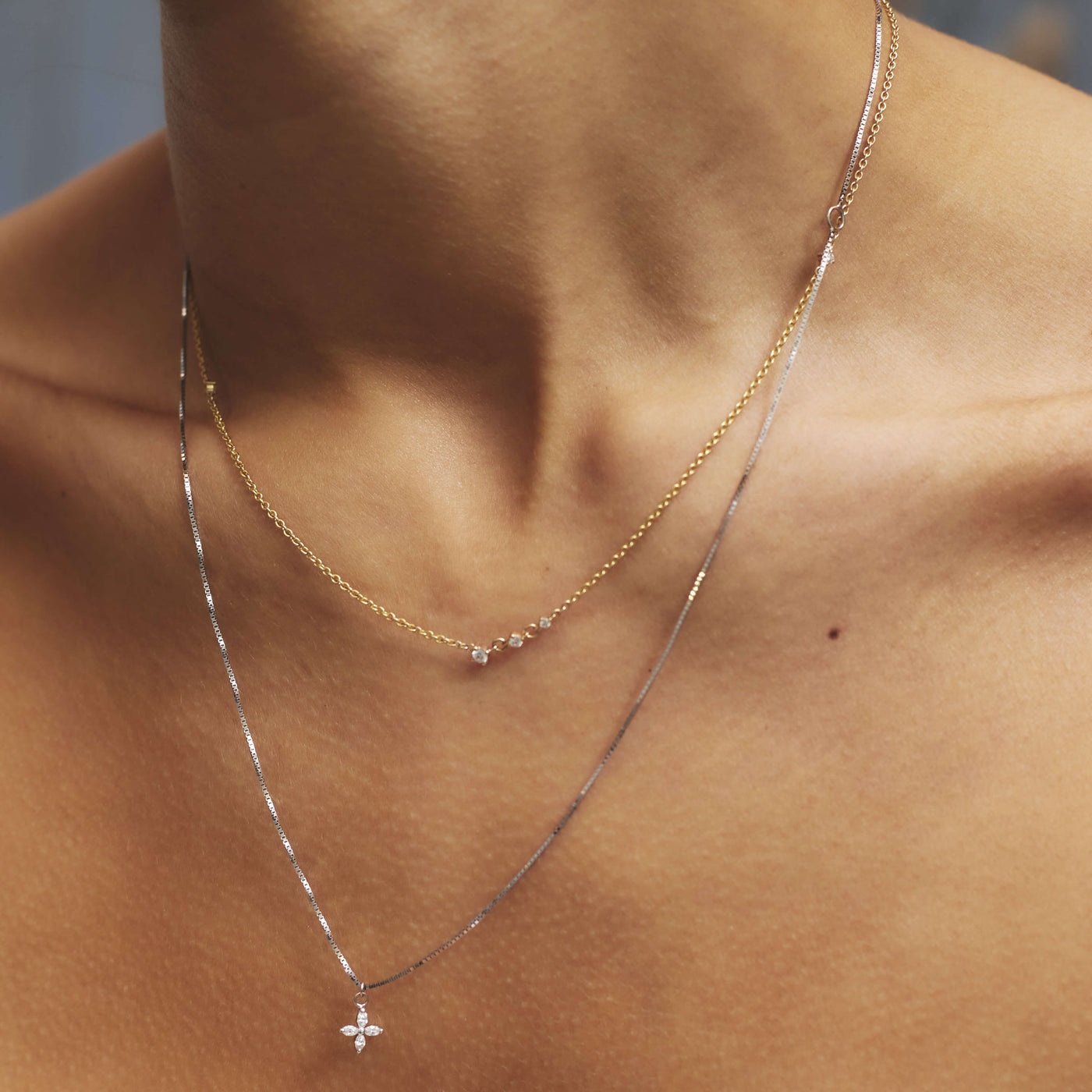 שרשרת לואיזה יהלומים לבנים זהב 14K Necklaces 