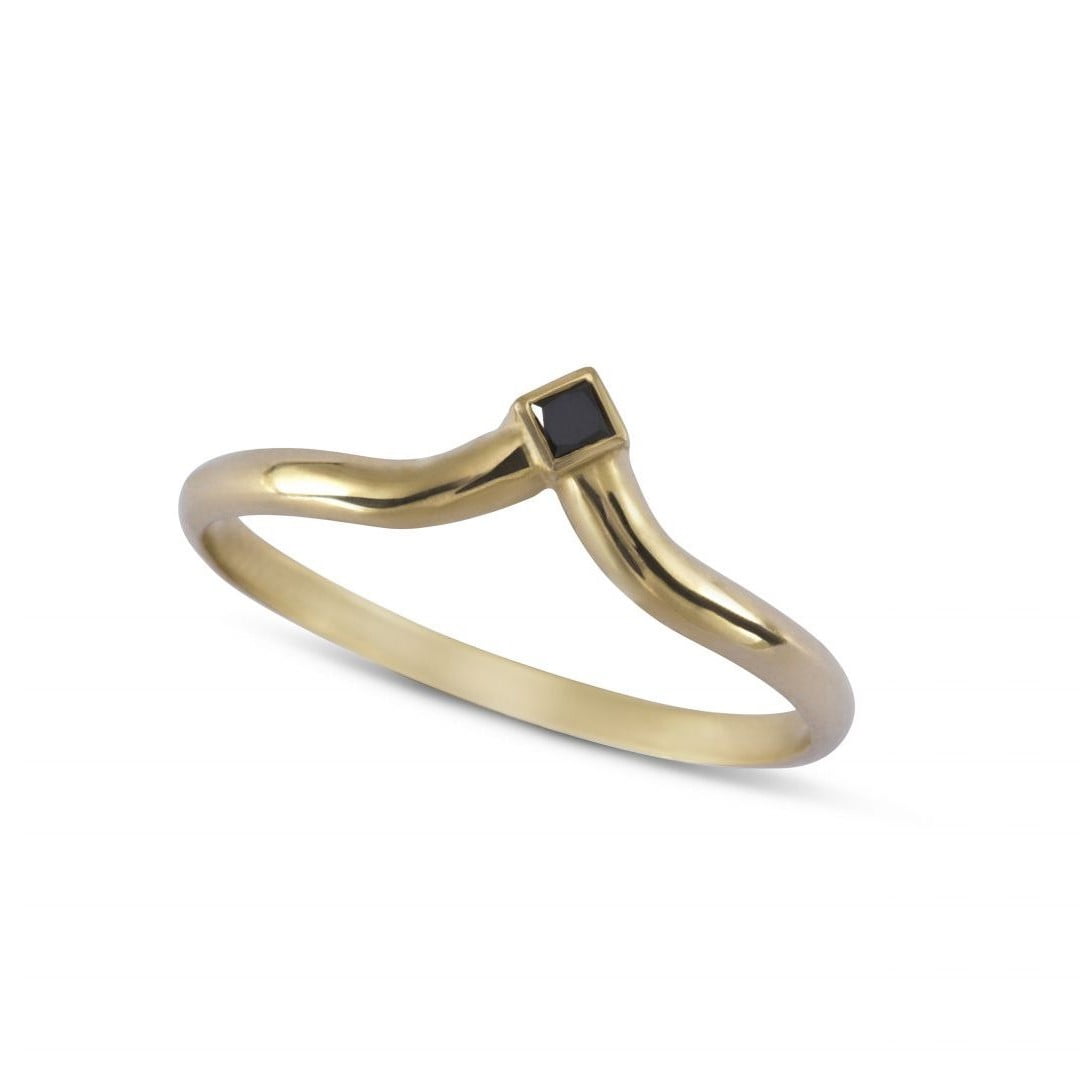 טבעת פרינס יהלום שחור זהב 14K Rings 14K צהוב