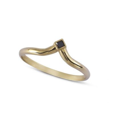 טבעת פרינס יהלום שחור זהב 14K Rings 14K צהוב
